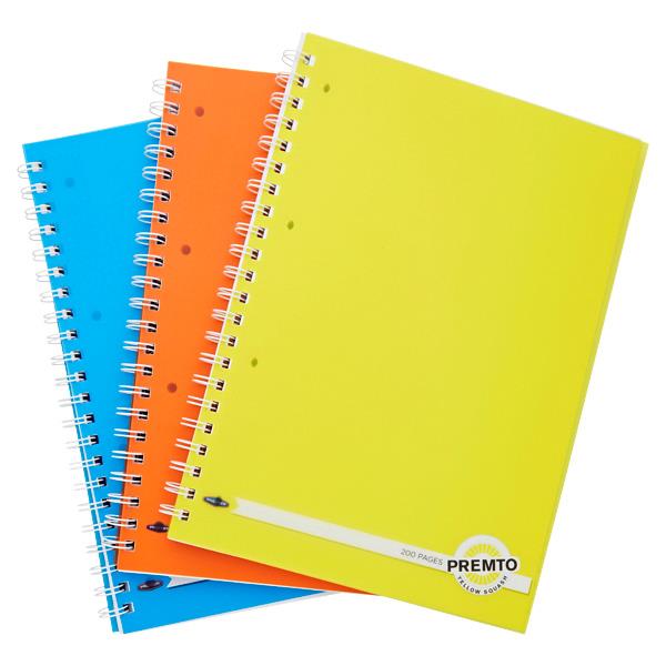 Premto Neon A4 200pg PP Wire Notebooks Assorted 3 Pack