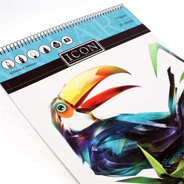 Icon A3 110gsm Spiral Sketch Pad 30 Sheets