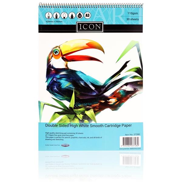 Icon A3 110gsm Spiral Sketch Pad 30 Sheets