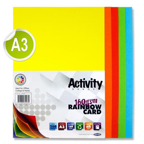 A3 Assorted Activity Card 200 Sheets 160gm - Rainbow