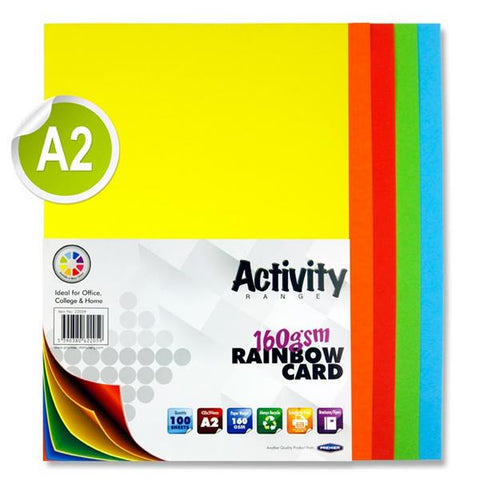 A2 Assorted Activity Card 100 Sheets 160gm - Rainbow
