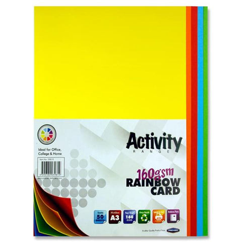 A3 Assorted Activity Card 50 Sheets 160gm - Rainbow
