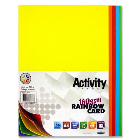 A4 Assorted Activity Card 50 Sheets 160gm - Rainbow