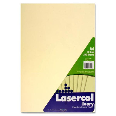 Lasercol A4 80gsm Colour Paper 100 Sheets - Ivory