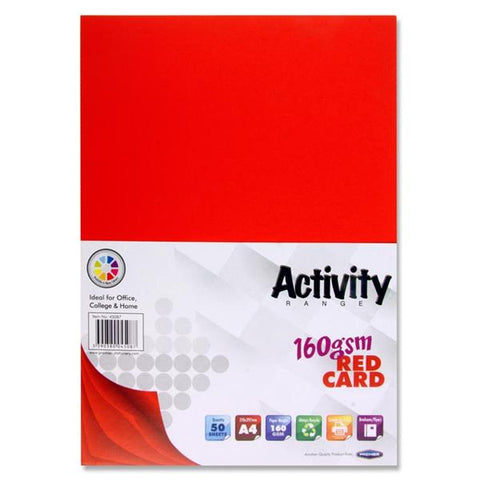 A4 Activity Card 50 Sheets 160gm - Red