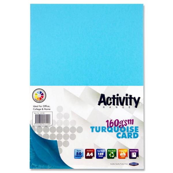 A4 Activity Card 50 Sheets 160gm - Turquoise