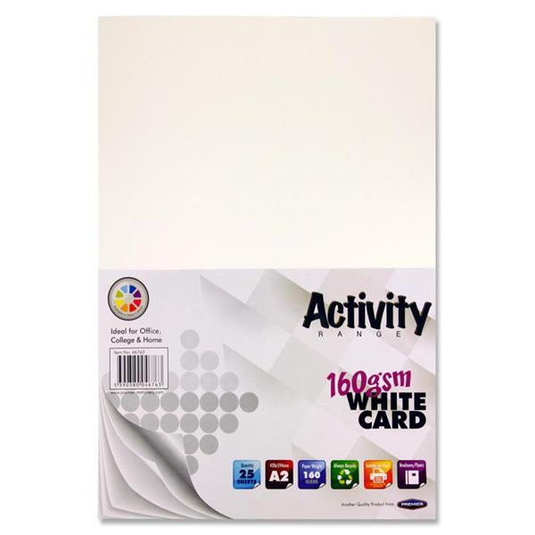 A2 White Card 25 Sheets 160gm