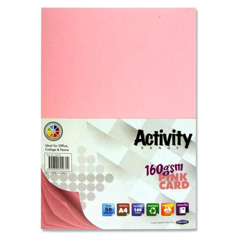 A4 Activity Card 50 Sheets 160gm - Pink