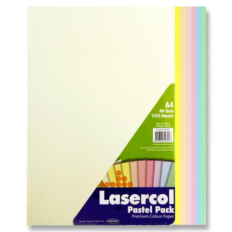 Lasercol A4 Assorted Colour Paper 100 Sheets 80gsm - Pastel