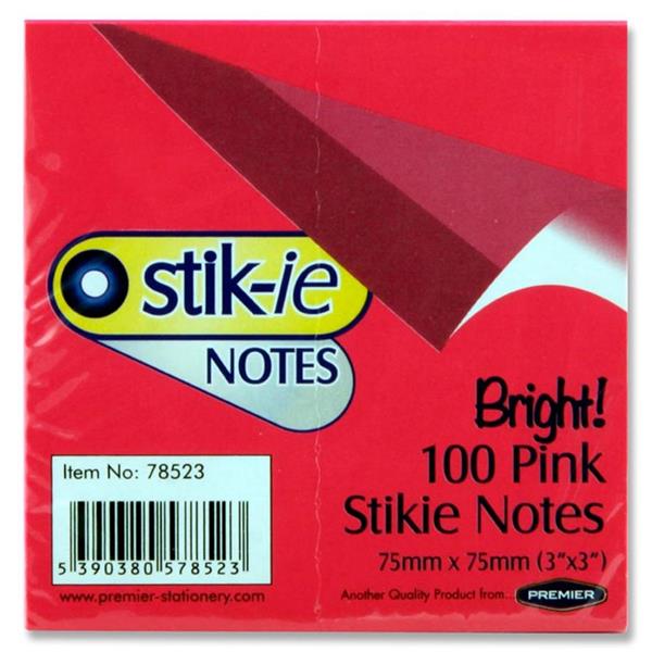 Stik-ie Notes 75 x 75mm - Assorted Colour 4 Pack