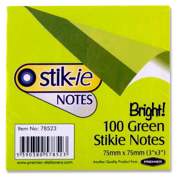 Stik-ie Notes 75 x 75mm - Assorted Colour 4 Pack