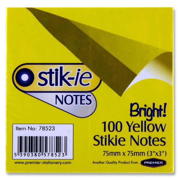 Stik-ie Notes 75 x 75mm - Assorted Colour 4 Pack