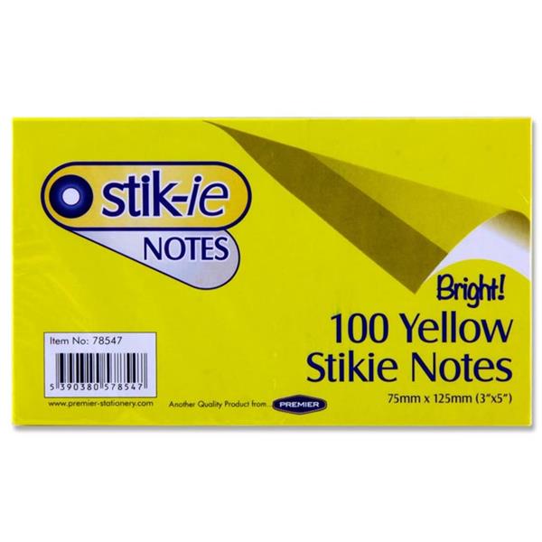 Stik-ie Notes 75 x 125mm - Assorted Colour 4 Pack
