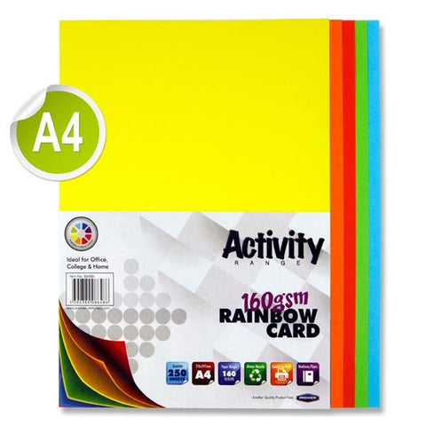 A4 Assorted Activity Card 250 Sheets 160gm - Rainbow