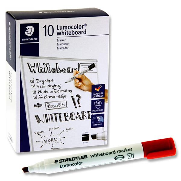 Staedtler Lumocolour Chisel Tip Whiteboard Marker - Box 10 Red