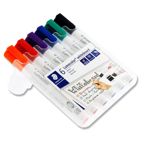Staedtler Lumocolor Box 6 Assorted Whiteboard Markers - Chisel Tip