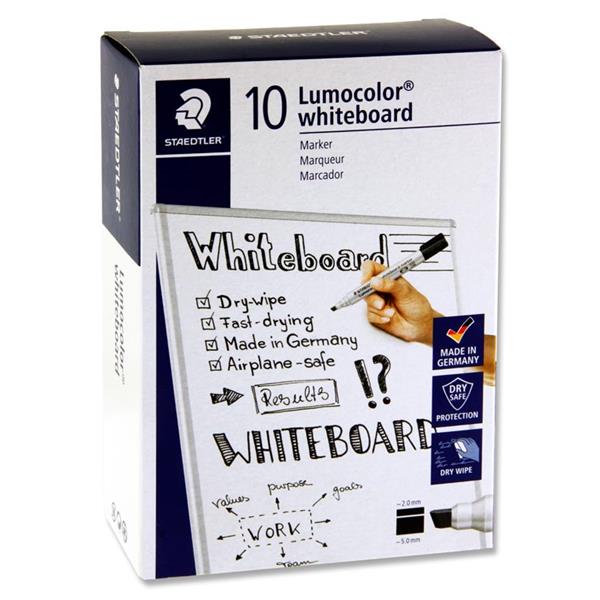 Staedtler Lumocolour Chisel Tip Whiteboard Marker - Box 10 Black