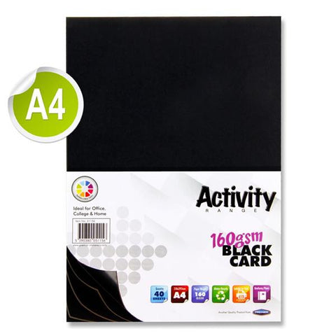 A4 Activity Card 40 Sheets 160gm - Black