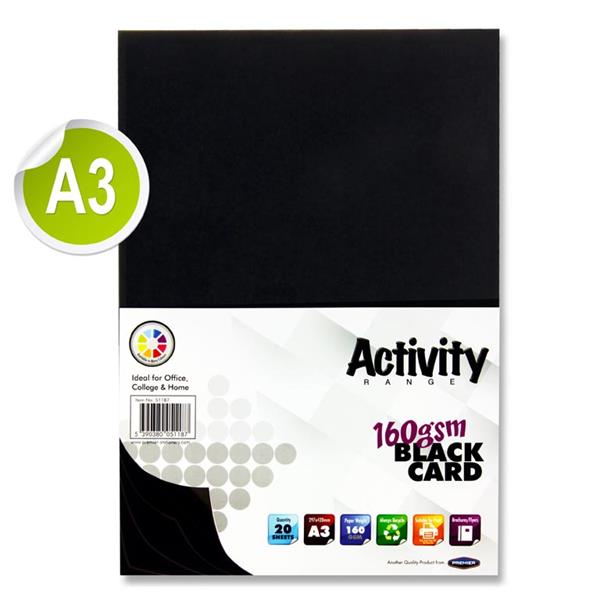 A3 Black Card 20 Sheets 160gm