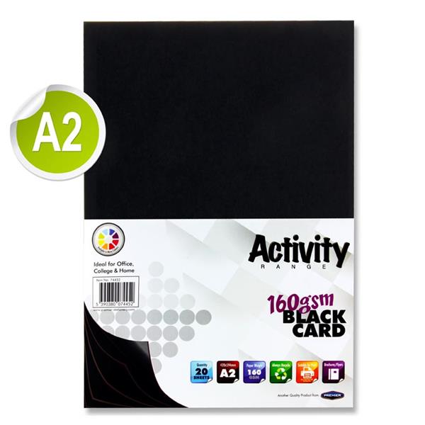 A2 Black 20 Sheets 160gsm Card