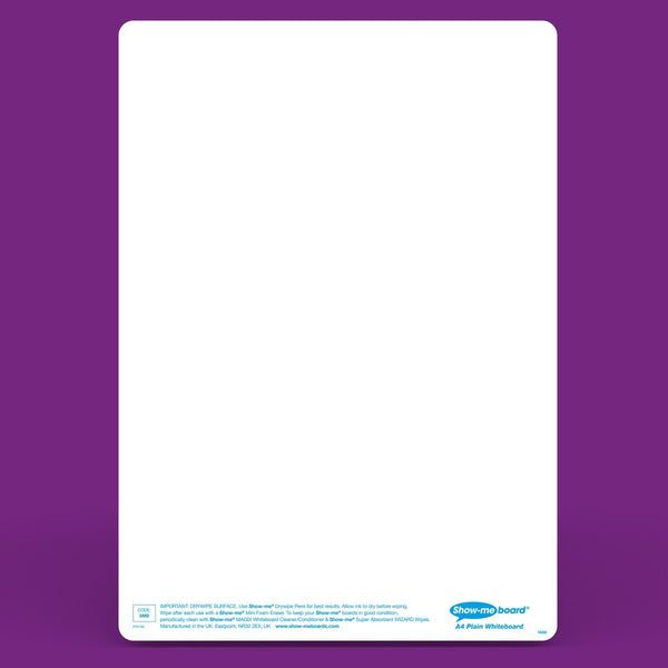 Show-me Class Pack 35 x A4 Plain Drywipe Boards, Dry-wipe Pens & Mini Foam Erasers