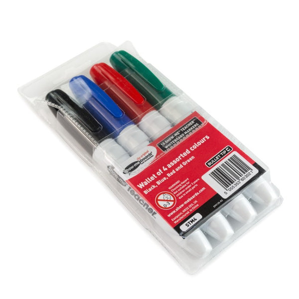 Show-me Teacher Whiteboard Markers Assorted Wallet of 4