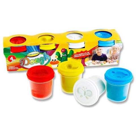 World of Colour Play Dough Pots With Mould Lid 4 x 140g