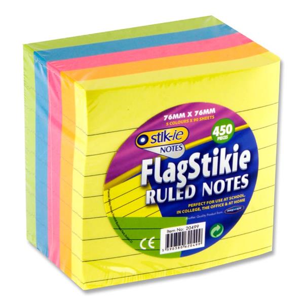 Stik-ie Ruled Sticky Notes 76mm x 76mm 450 Pack