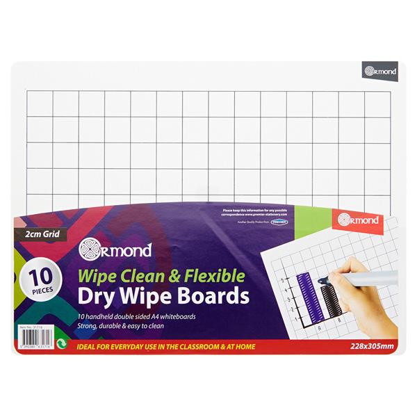 Ormond Dry Wipe Boards Set of 10 - 2cm Grid