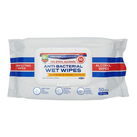 Premier Universal Anti-bacterial Wet Wipes Pack 50
