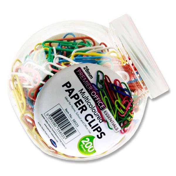 Paper Clips - Premier Office Tub 200 28mm Multicolour