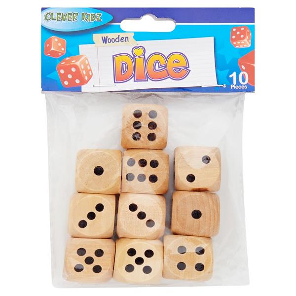 Clever Kidz Wooden Dice Pack 10