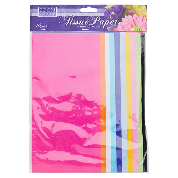 Icon Craft Tissue Paper - Assorted Bright Colours Pack 10