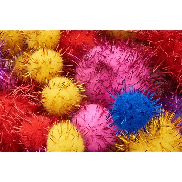 Crafty Bitz Assorted Sizes Glitter Pom Poms - Pack 100