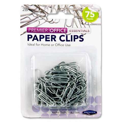 Premier Office Card of 75 28mm Silver Paper Clips