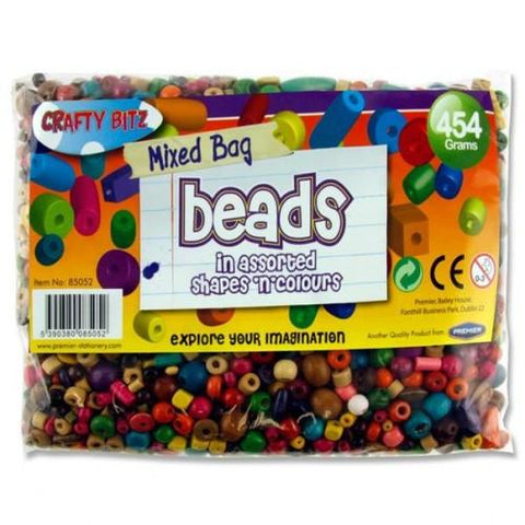 Assorted Wooden Beads Bag - 454g