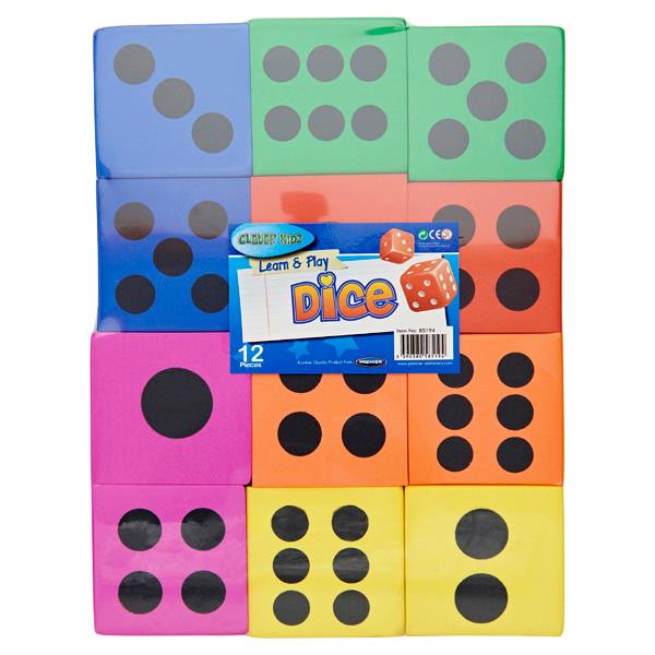 Clever Kidz EVA Foam Dice Pack 12