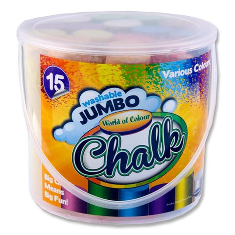 World of Colour Jumbo Sidewalk Chalk - Assorted Colours Tub 15