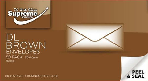 Supreme DL Plain Brown/Buff Envelopes (Pack of 50)