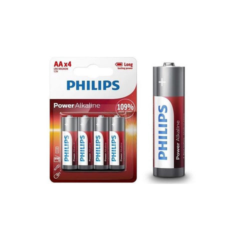 Philips Alkaline AA Batteries LR6 1.5V Pack 4