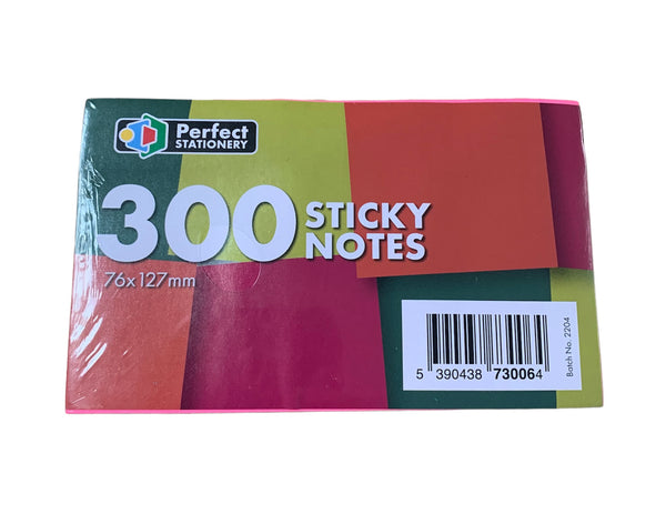 Sticky Notes Neon Colours 76mm x 127mm 300 Sheets