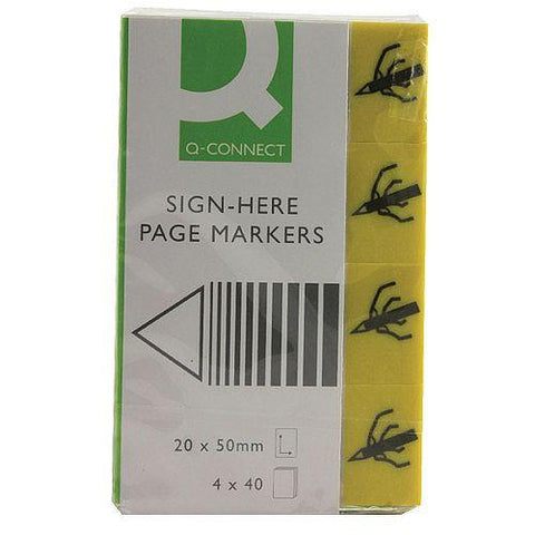 Q-Connect Quick Signature Markers 20 x 45mm Yellow (Pack of 160)