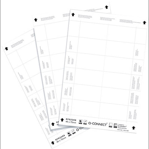 Q-Connect Name Badge Inserts 40x75mm 12 Per Sheet (25 Pack)