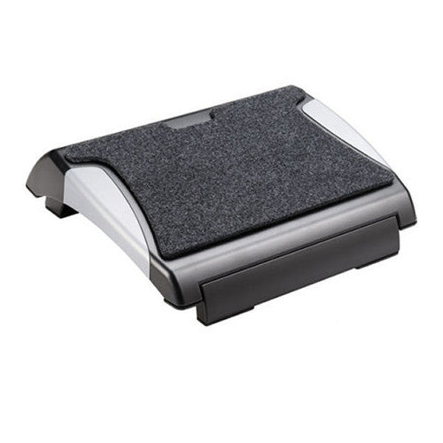Q-Connect Black and Silver Foot Rest With Carpet