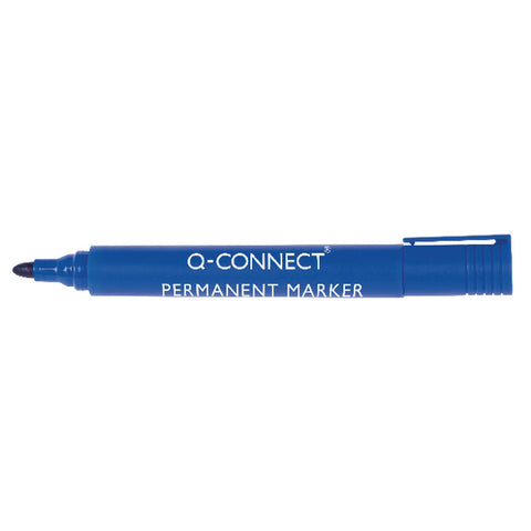 Q-Connect Permanent Marker Pen Bullet Tip Blue (10 Pack)