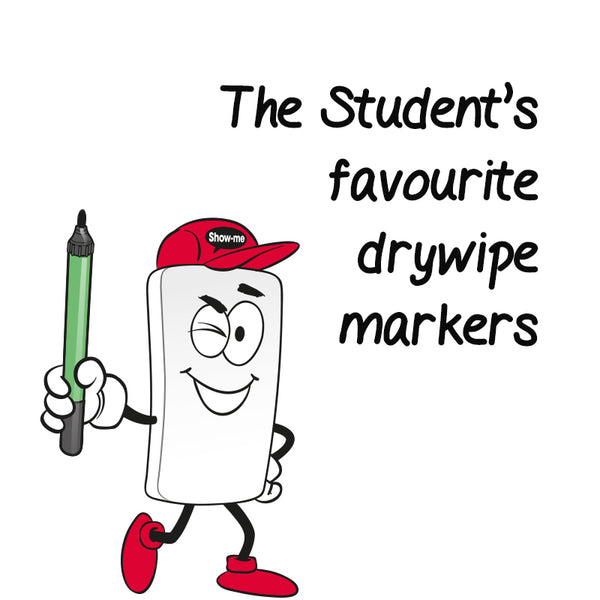 Show-me Pupils Slim Barrel Drywipe Pens Medium Tip Pack of 10 Black