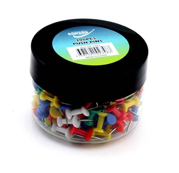 Push Pins - Assorted Colours - Tub of 200