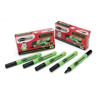 Show-me Pupils Slim Barrel Drywipe Pens Medium Tip Pack of 10 Black